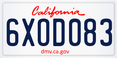 CA license plate 6XOD083