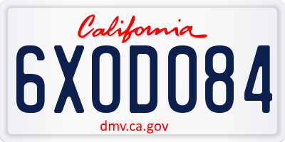 CA license plate 6XOD084