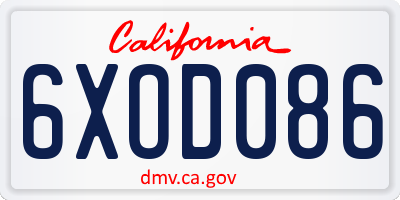 CA license plate 6XOD086