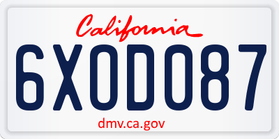 CA license plate 6XOD087