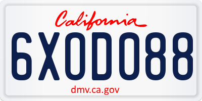 CA license plate 6XOD088