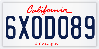 CA license plate 6XOD089