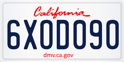 CA license plate 6XOD090