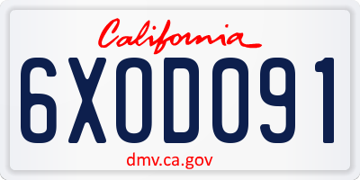 CA license plate 6XOD091