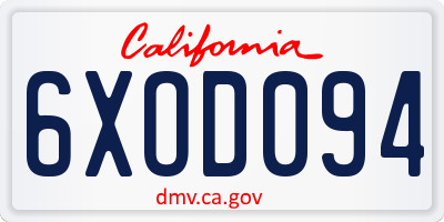 CA license plate 6XOD094