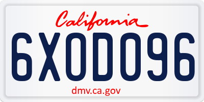 CA license plate 6XOD096