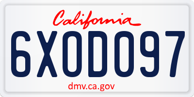 CA license plate 6XOD097