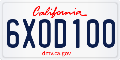 CA license plate 6XOD100