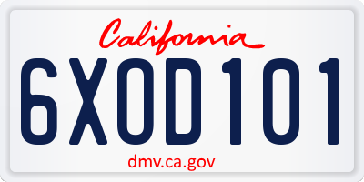 CA license plate 6XOD101
