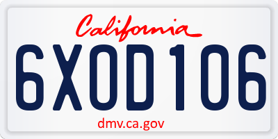 CA license plate 6XOD106