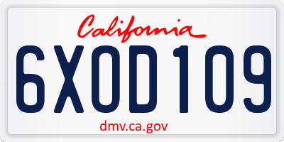 CA license plate 6XOD109