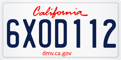 CA license plate 6XOD112
