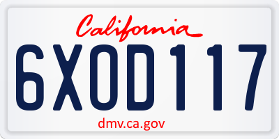 CA license plate 6XOD117