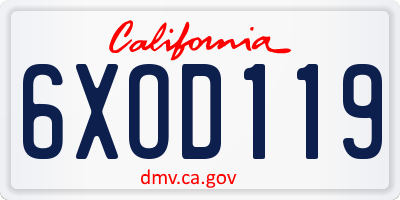 CA license plate 6XOD119