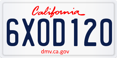 CA license plate 6XOD120