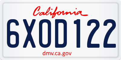 CA license plate 6XOD122