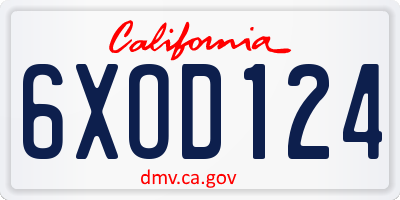 CA license plate 6XOD124