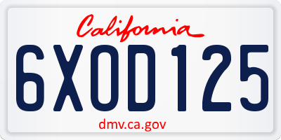 CA license plate 6XOD125