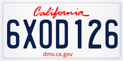 CA license plate 6XOD126