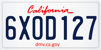 CA license plate 6XOD127