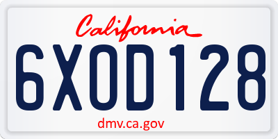 CA license plate 6XOD128