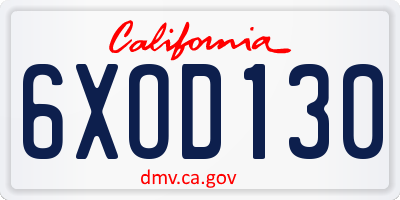 CA license plate 6XOD130