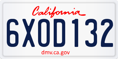 CA license plate 6XOD132