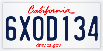 CA license plate 6XOD134