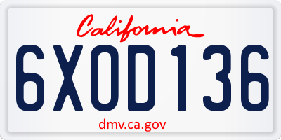 CA license plate 6XOD136