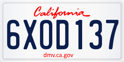 CA license plate 6XOD137