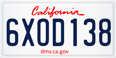 CA license plate 6XOD138