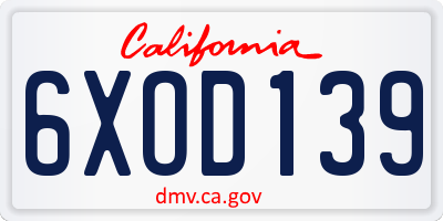 CA license plate 6XOD139