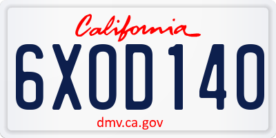 CA license plate 6XOD140