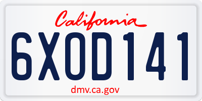CA license plate 6XOD141
