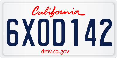 CA license plate 6XOD142