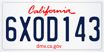 CA license plate 6XOD143