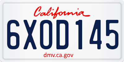 CA license plate 6XOD145