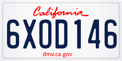 CA license plate 6XOD146