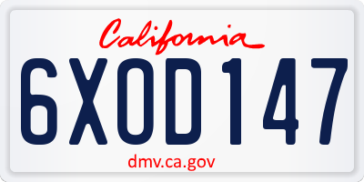 CA license plate 6XOD147