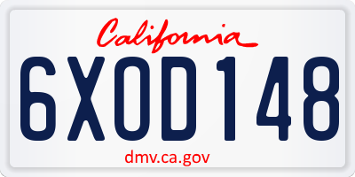 CA license plate 6XOD148