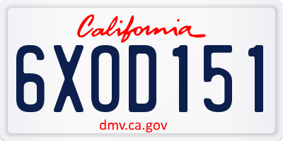 CA license plate 6XOD151