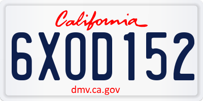 CA license plate 6XOD152
