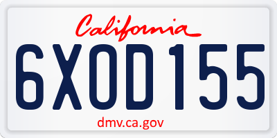 CA license plate 6XOD155