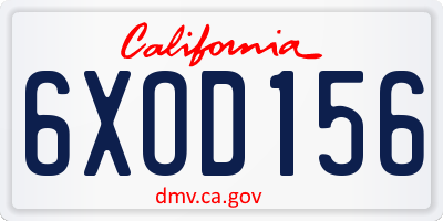 CA license plate 6XOD156