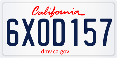 CA license plate 6XOD157
