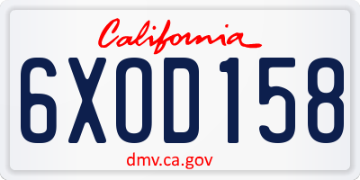 CA license plate 6XOD158