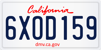 CA license plate 6XOD159