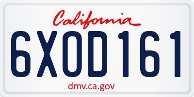 CA license plate 6XOD161