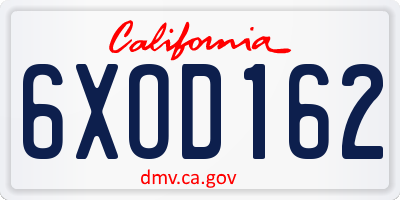 CA license plate 6XOD162