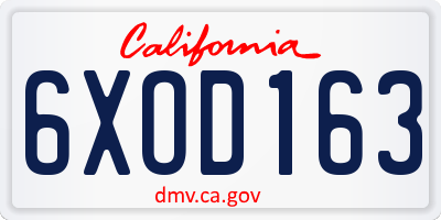CA license plate 6XOD163